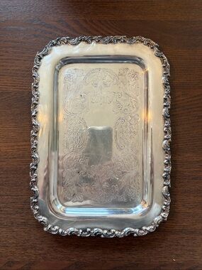 SP - EP Copper (Silver Plated) Ornate Decorative Serving Tray